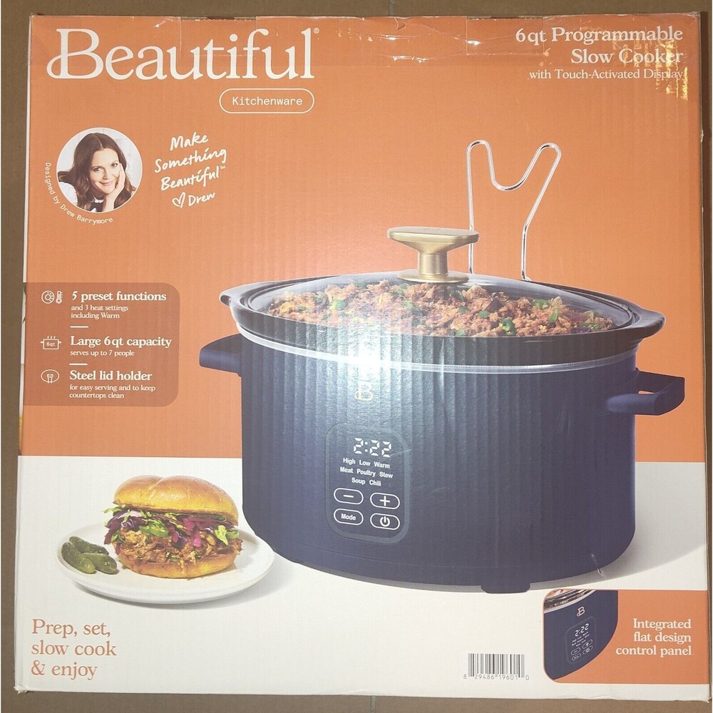 Brand New In Box Beautiful 6 Quart Programmable Slow Cooker - Starry Night Blue